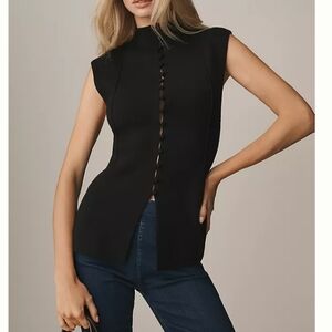 Anthropologie Black Sleeveless Mock Sweater